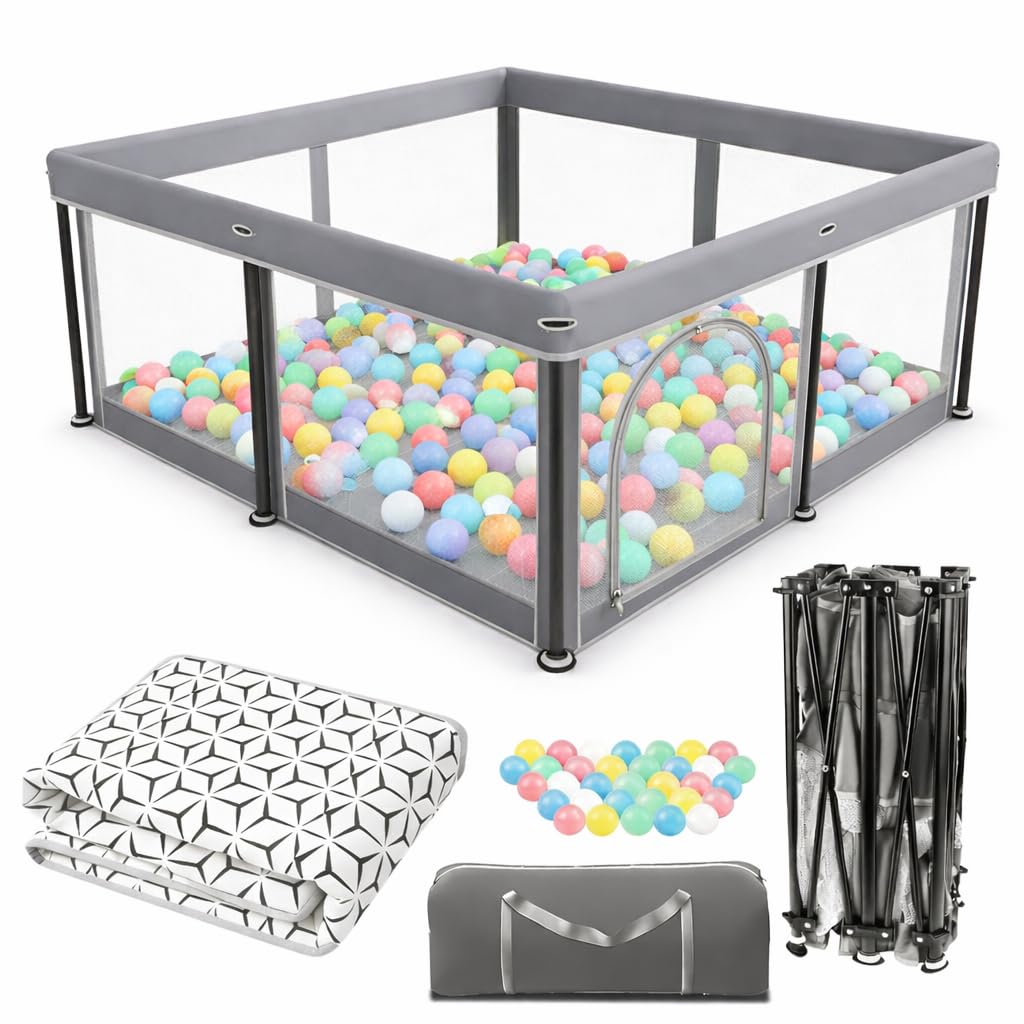 Tarc pliabil pentru bebelusi colpart cu salteluta, 1.2 x 1.2 m, gri