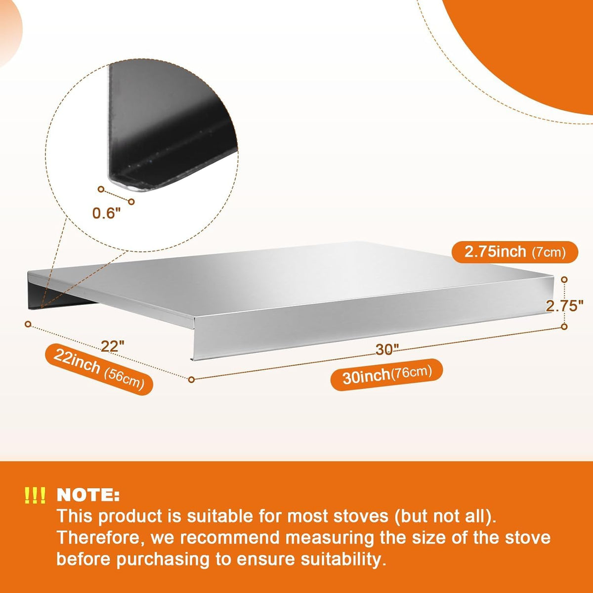 Protector plita YUCHENGTECH 76x56x7 cm inox spatiu suplimentar