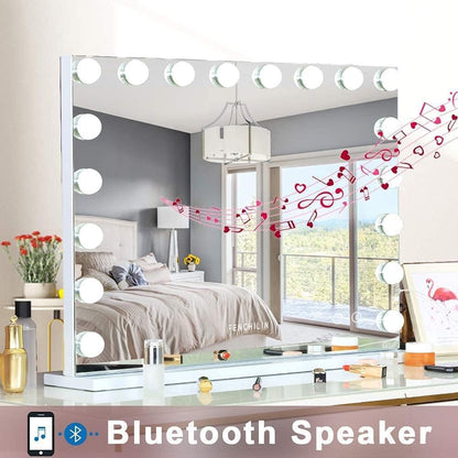 Oglinda cosmetica FENCHILIN Bluetooth 10x 18 LED USB 80x58 cm