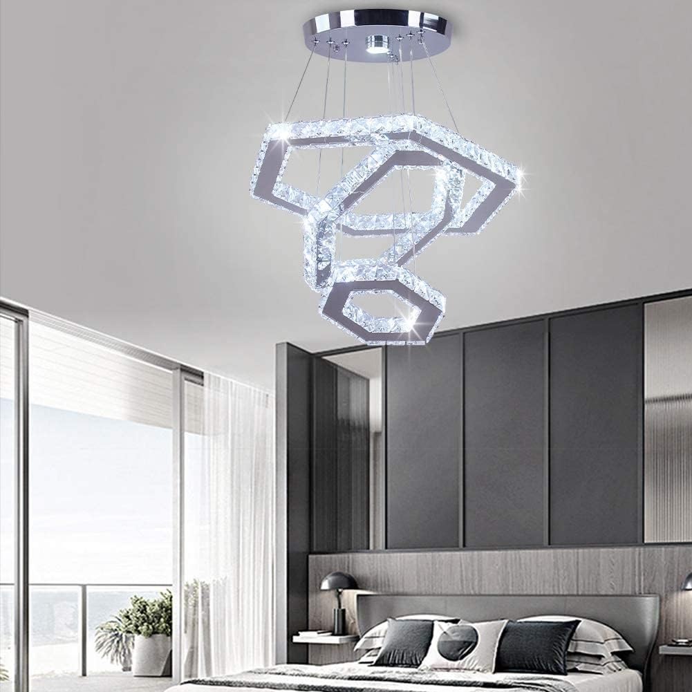 Lampa suspendata FRIXCHUR Crystal 3 inele LED 47W 6500K