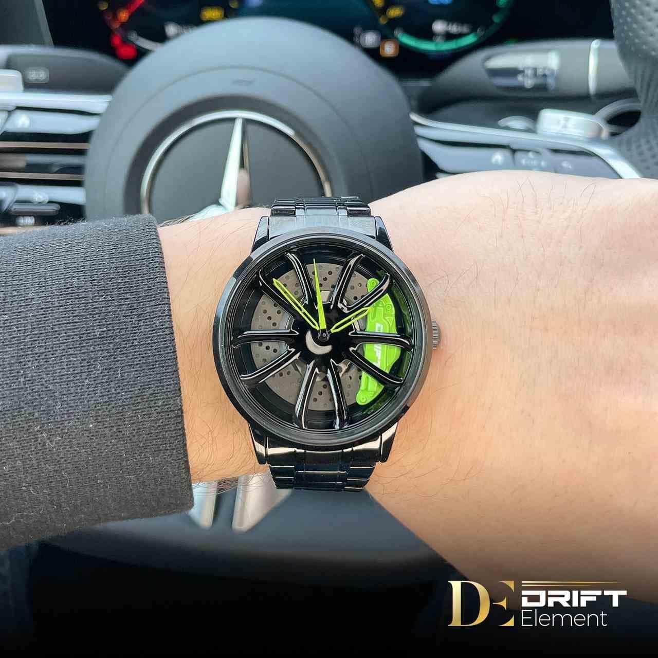 DriftElement Performance GT Rim Watch Men - Sports car Men's Wristwatch in 3D Design - Custom Designer Watch with Mineral Glass - Quartz Watch