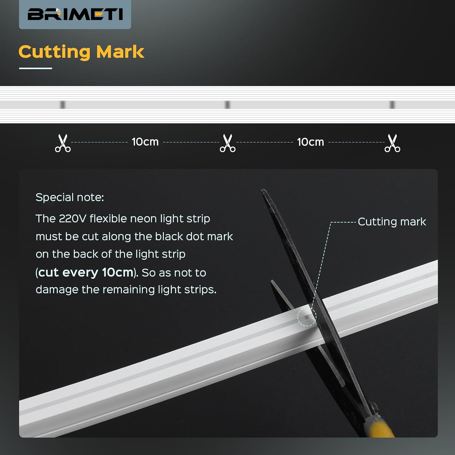 BRIMETI Ruban LED Exterieur Etanche 15M 220V Bande Neon LED Flexible Jaune Bandeau Outdoor IP65 10MM Silicone Découpable Imperméable Intérieure, Inclus Adaptateur Secteur, pour Cuisine