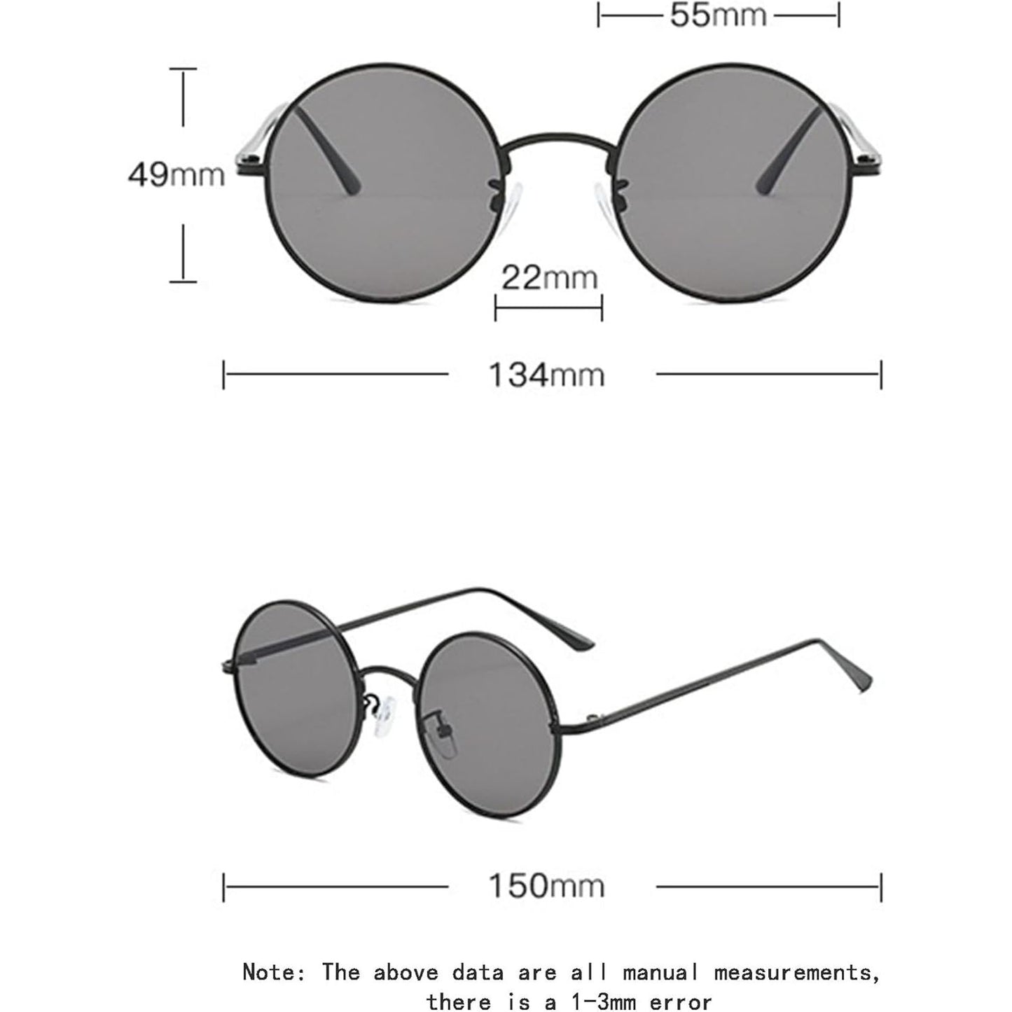HWYYLX Retro Round Polarized Sunglasses For Men Women, Vintage 60s Lennon style Hippie Sunglasses, UV400 Protection Trendy Carnival Circle Sun Glasses