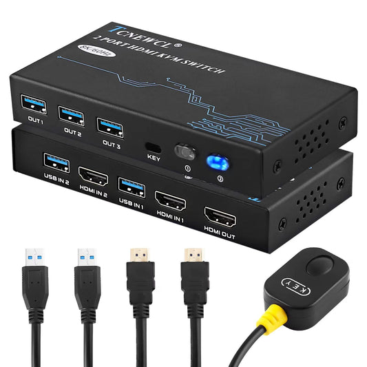 Comutator 2 Monitoare KVM Switch HDMI 2.1 2 Porturi + USB 3.0 Generic - 8K 60Hz, 4K 120Hz, HDR