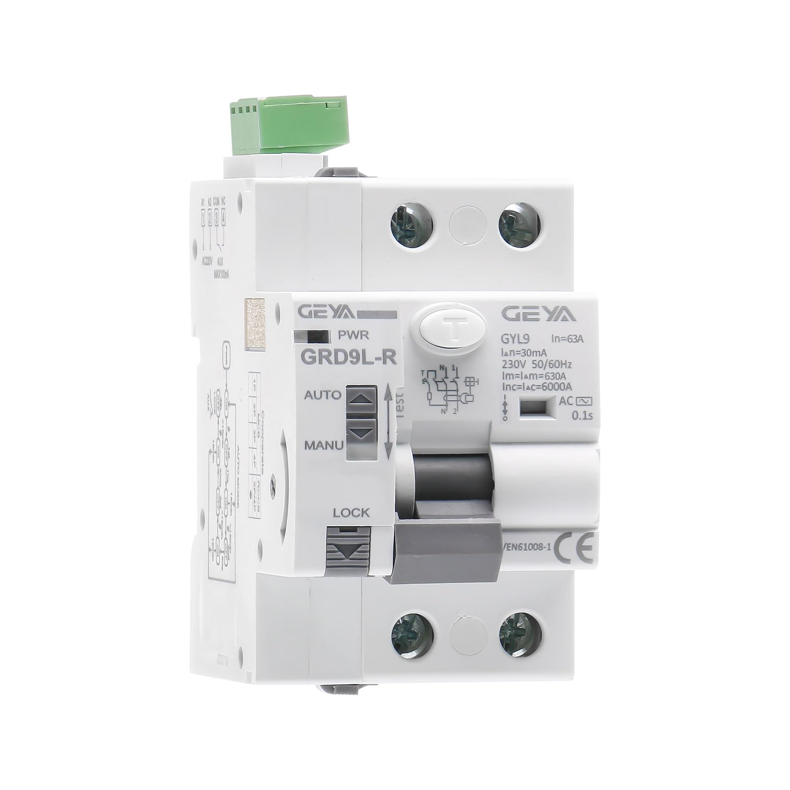 GEYA Auto Reclosing Device Circuit Breaker 6KA ELCB Self-Reclosing RCCB Recloser RCD AC Type (Auto Recloser AC220V+RCCB 2P-25A-30mA)