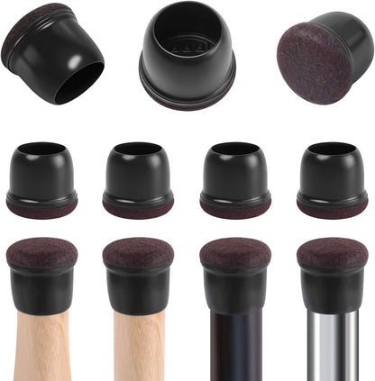 Set 24 capace RCHYFEED din silicon negru cu pasla pentru picioare rotunde de scaun, 2,0-2,8 cm