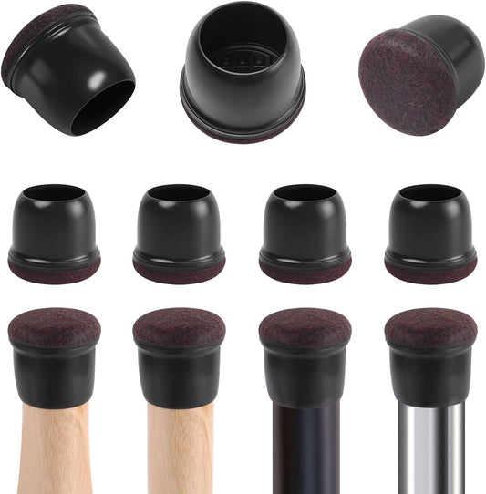 Set 24 capace RCHYFEED din silicon negru cu pasla pentru picioare rotunde de scaun, 2,0-2,8 cm