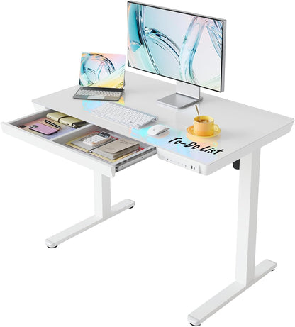 Birou HUANUO 100 x 60 cm din sticla reglabil pe inaltime USB