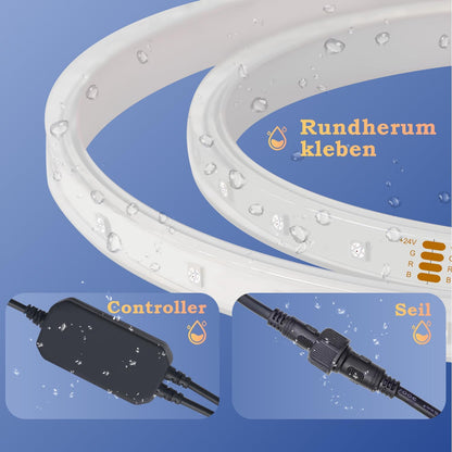 Lichaser 40m RGB+IC Outdoor LED Strip Wasserdicht DIY, Verfolgen, Segmentieren von LED-Streifen mit BT App und RF Fernbedienung für den Außenbereich