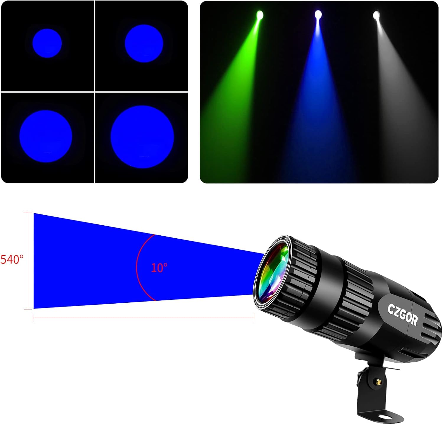 Led Pinspot Light 2 Pack, Czgor Disco Ball Spotlight 15W RGBW 4 in 1 Mirror Ball Lights with Remote Control Super Bright LED Pin Spot Light for Parties DJ Club Bar Wedding