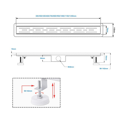 Rigola dus sunrik SLSD-A06-90cm inox 304, 90 cm, waterproof