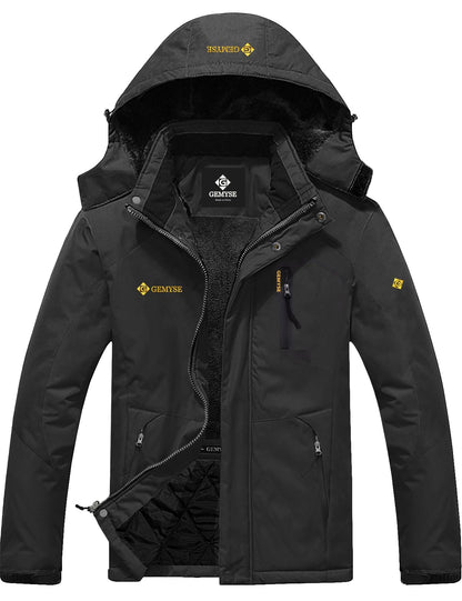 GEMYSE Men's Mountain Waterproof Ski Jacket Windproof Fleece Outdoor Winter Coat with Hood