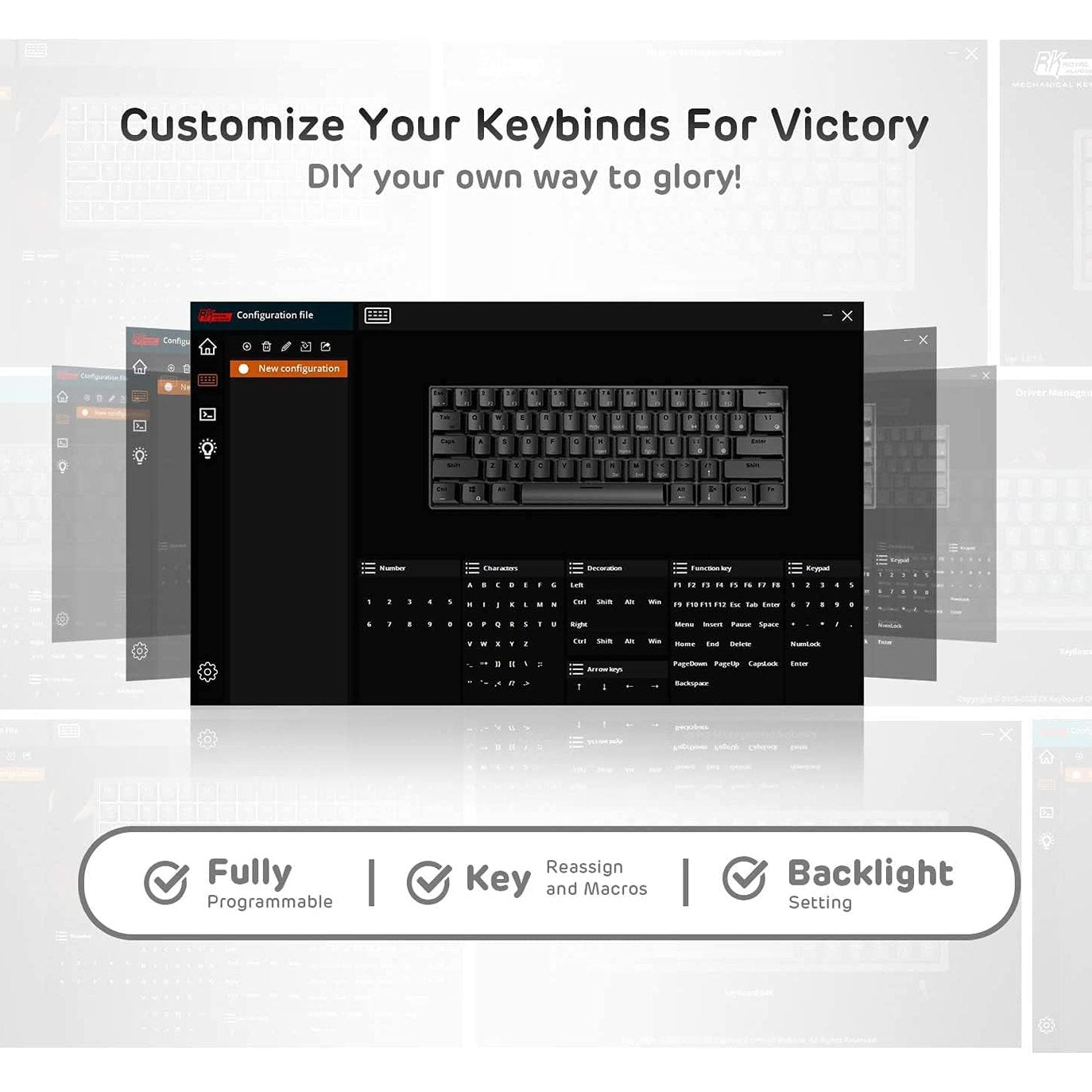 RK Royal Kludge RK61-US 2.4 GHz Wireless/Bluetooth/Wired 60% Mechanical Keyboard, 61 Keys Compact Keyboard, Hot Swappable Red Switch Gaming Keyboard with Software for Windows/Mac/Android