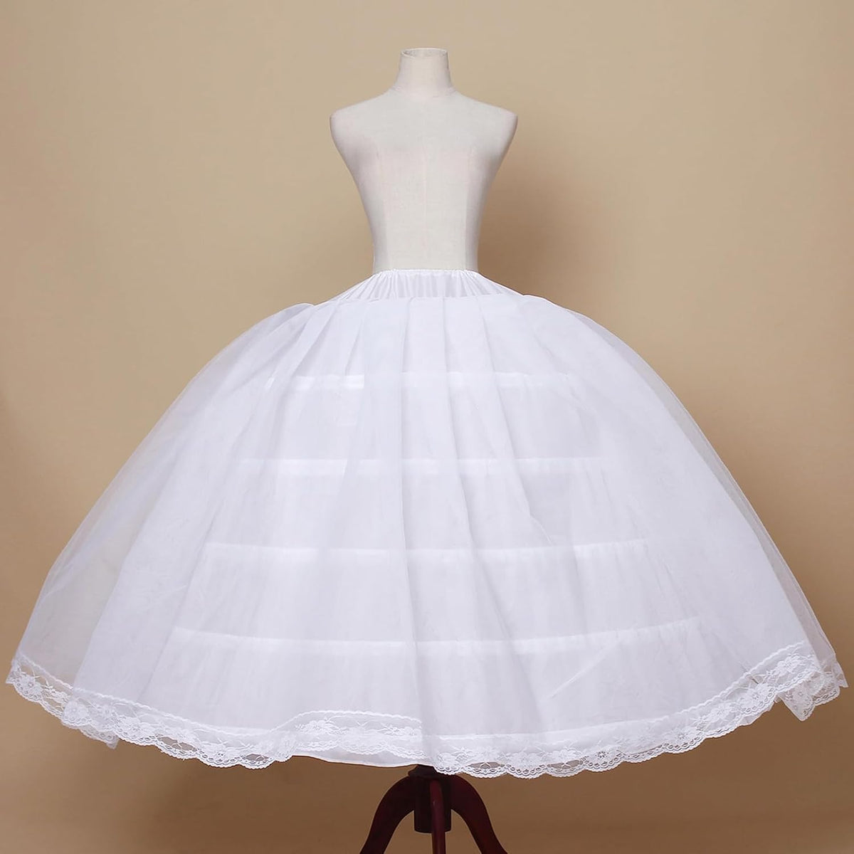 Fusta jupon YULUOSHA alba cu 6 inele si 2 straturi tulle pentru rochii