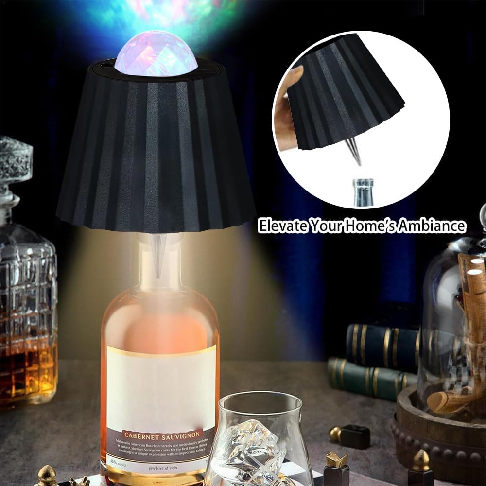 Lampa sticla RIRIDAMAI LED USB C cu proiectie stele, neagra