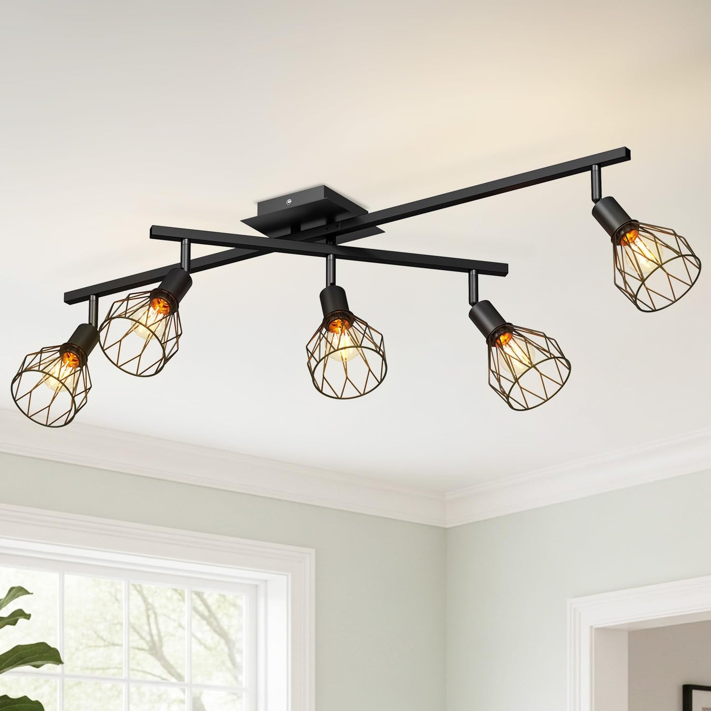 Spot tavan 5x E14 reglabil negru LVWIT, iluminare directionata