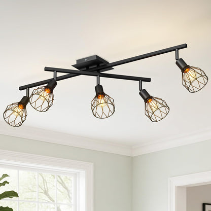 Spot tavan 5x E14 reglabil negru LVWIT, iluminare directionata