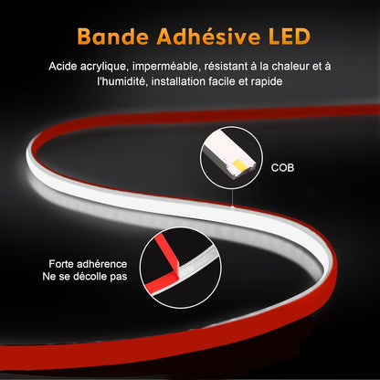 pcning COB LED Strip, 3 Metres, Self-Adhesive Cool White, Waterproof IP67, 3 m LED Strip Light, 230 V, Direct Connection with Plug (Cool White, 3)