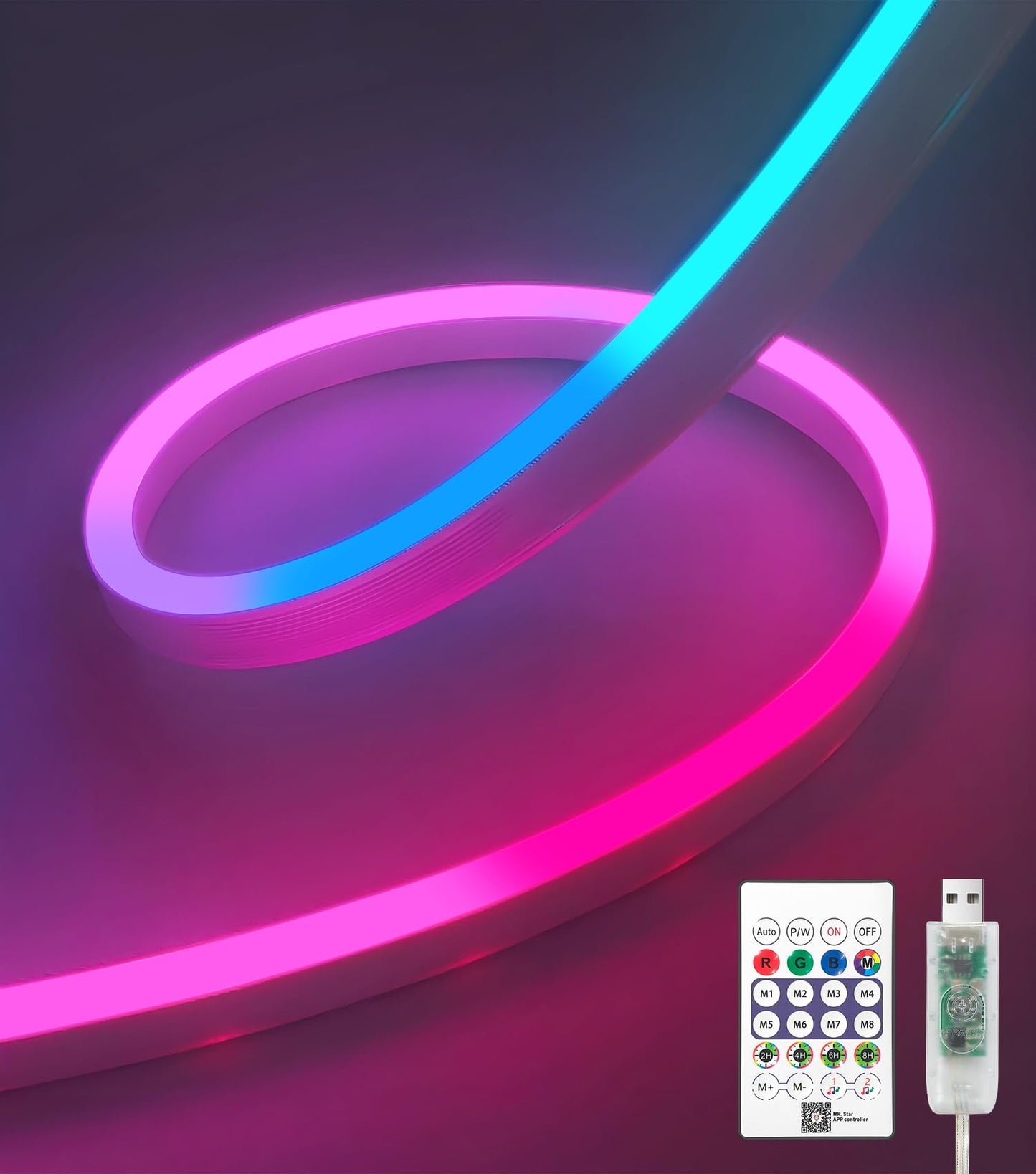 Banda LED 3M RGBIC Neon Rope Light 5V USB IP67 APP Remote