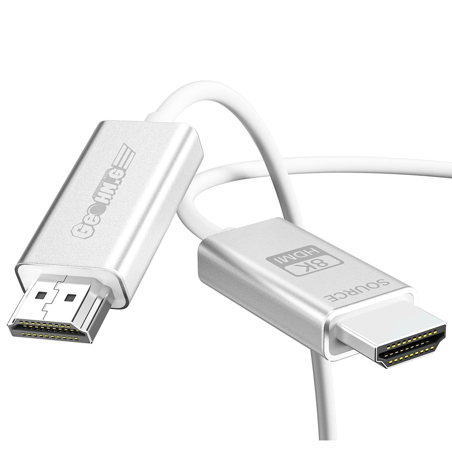 GeoHN.G 10K 8K Fiber Optic HDMI Cable 3.3FT/1M, 48Gbps 8K60Hz Super Flexible HDMI 2.1 Cable eARC HDR10 HDCP 2.2&2.3 Dolby Dynamic HDR Compatible with Blu-ray/Roku TV/PS5/HDTV/SoundBar