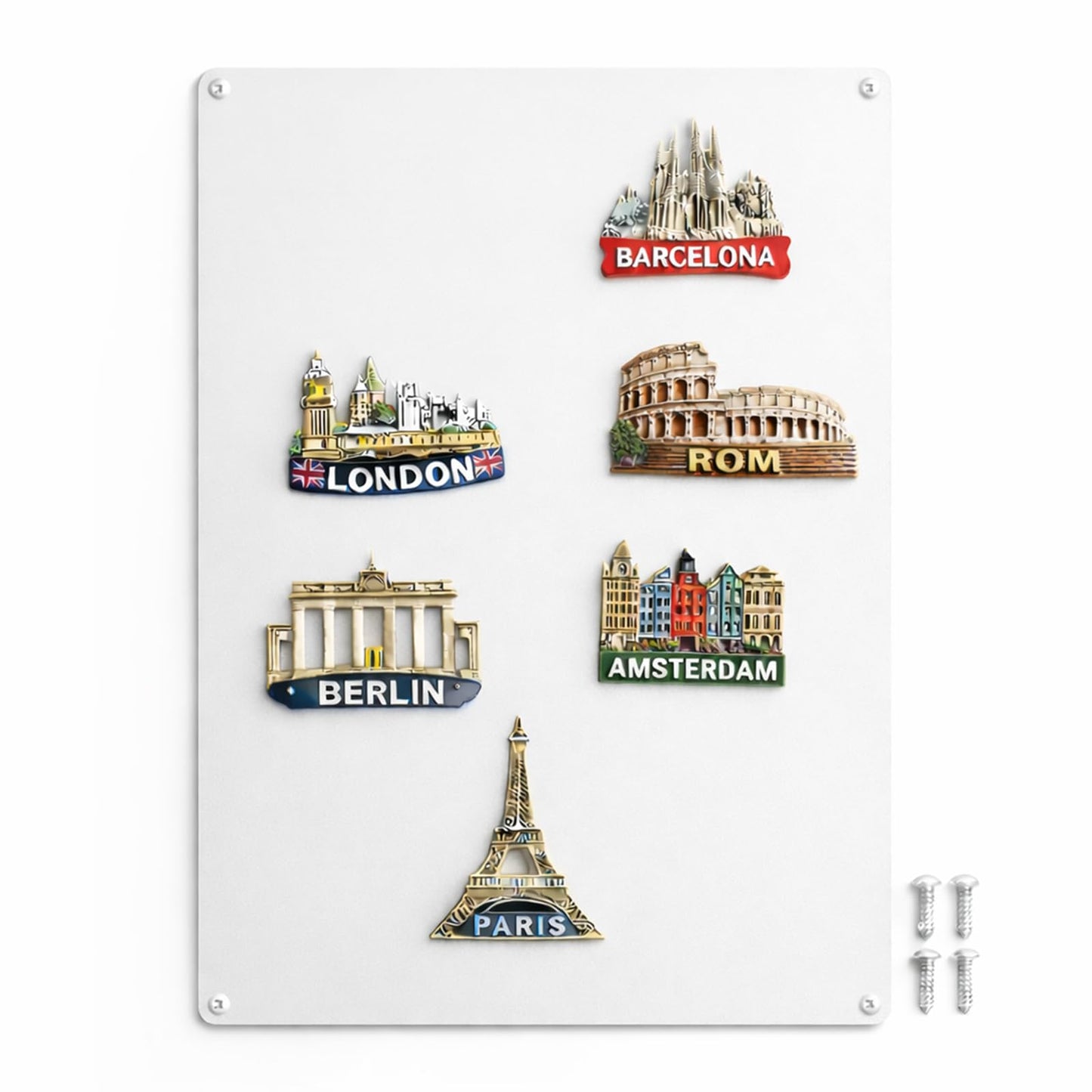 Panou magnetic Qiytecno 30x50 cm alb metalic pentru magneti