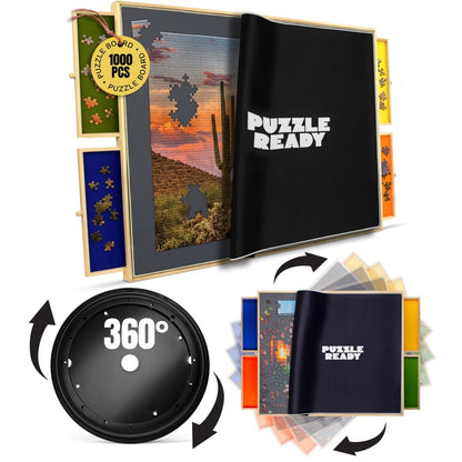 Puzzle Board Puzzle Ready 1000 piese lemn cu sertare colorate