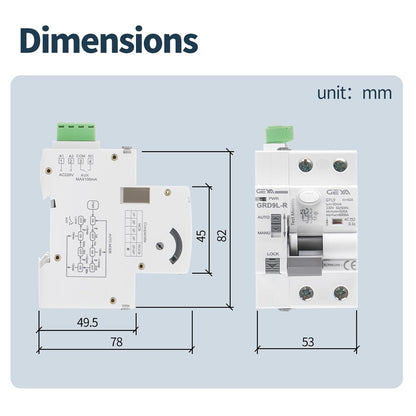 GEYA Auto Reclosing Device Circuit Breaker 6KA ELCB Self-Reclosing RCCB Recloser RCD AC Type (Auto Recloser AC220V+RCCB 2P-25A-30mA)