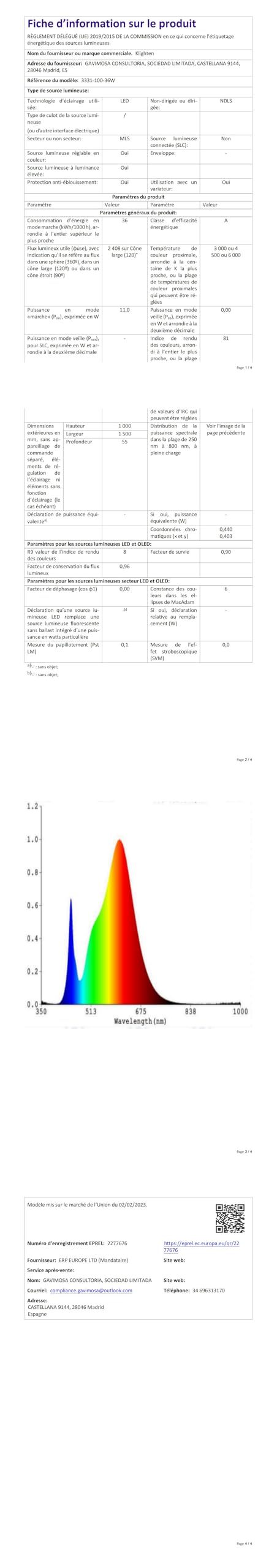 Pendul Klighten LED 100 36W 3000K-6000K cu telecomanda