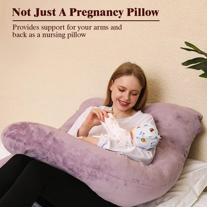 Perna Chilling Home Pregnancy Pillow U-Shaped Side Sleeper Purple Velvet
