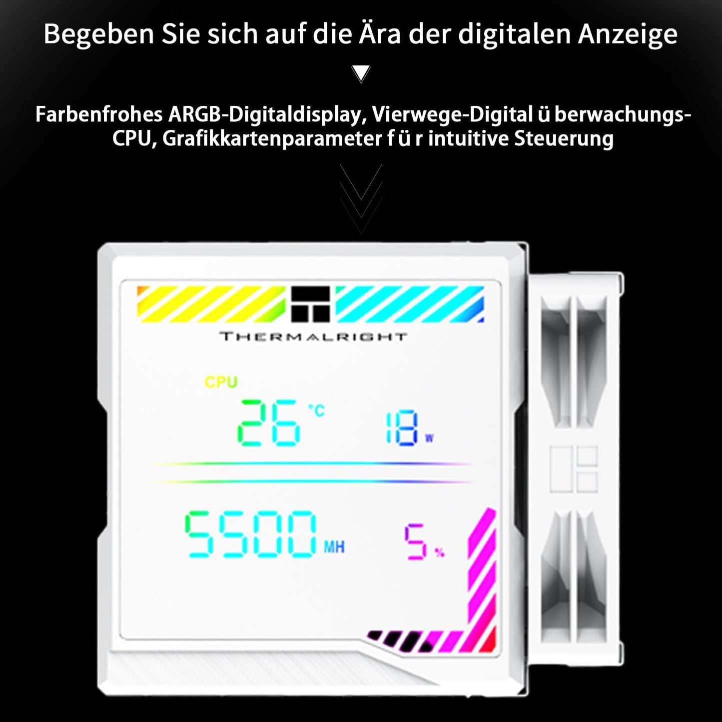 Thermalright Peerless Assassin 140 Digital White CPU Air Cooler, Digital Screen Cover, 6 Heatpipes Computer CPU Cooling for AM4/AM5, Intel LGA1700/1851/1150/2011/1200, PC Cooler - Black