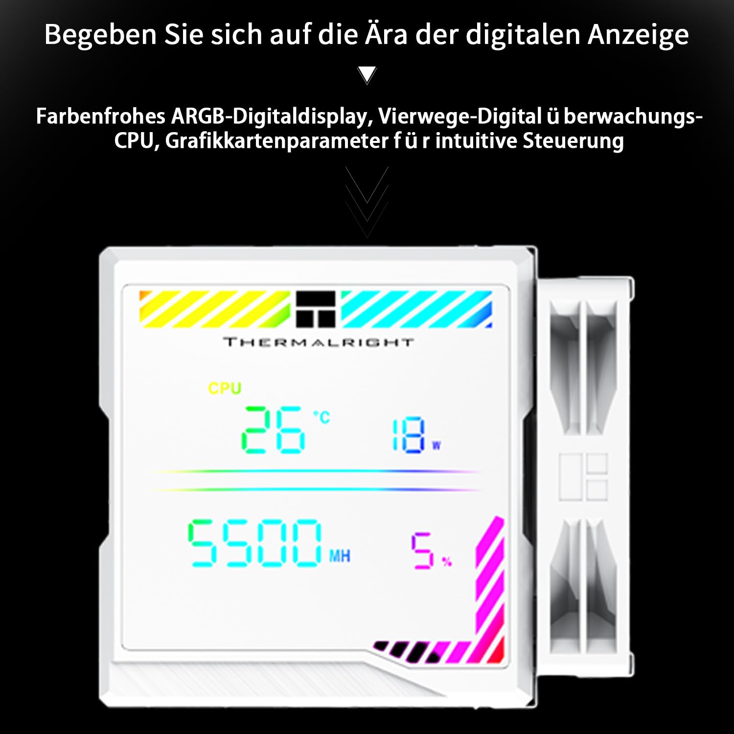 Thermalright Peerless Assassin 140 Digital White CPU Air Cooler, Digital Screen Cover, 6 Heatpipes Computer CPU Cooling for AM4/AM5, Intel LGA1700/1851/1150/2011/1200, PC Cooler - Black