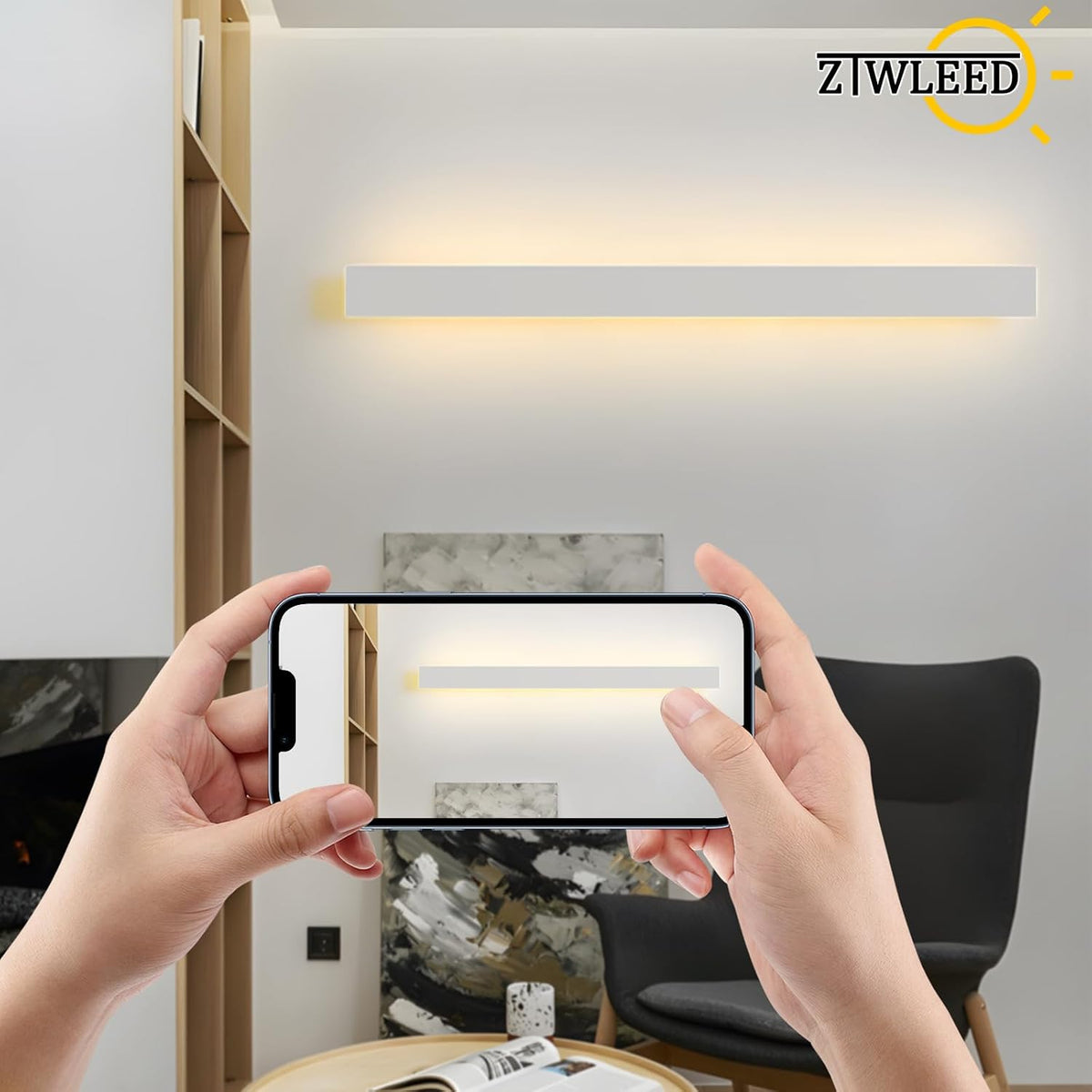 Aplica LED de interior ZTWLEED, 80 cm, 28 W, alba