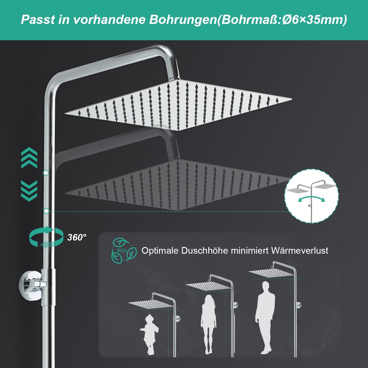 Dus OFFO BR-SDS-000-000-E03 inox crom 30x30 cm reglabil
