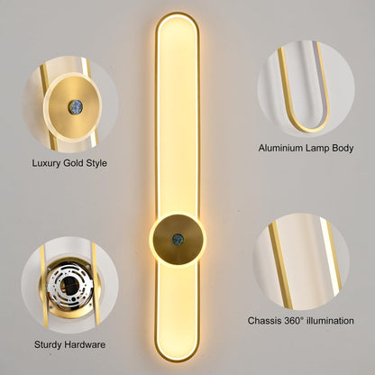 Aplica LED GEADI 115cm 16W cu telecomanda, dimabila, aurie