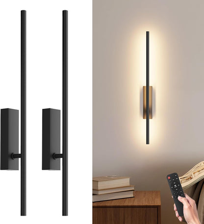 Set 2 aplice LED de interior Coinmit 18 W, 60 cm, negre, cu telecomanda