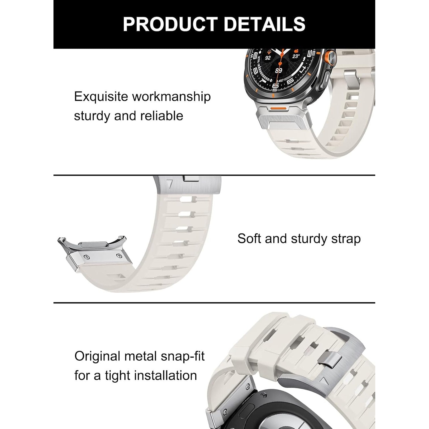 Shesyuki Strap Compatible with Galaxy Watch Ultra 47mm (2024),Waterproof Breathable Replaceable Silicone Strap with Stainless Steel Connector
