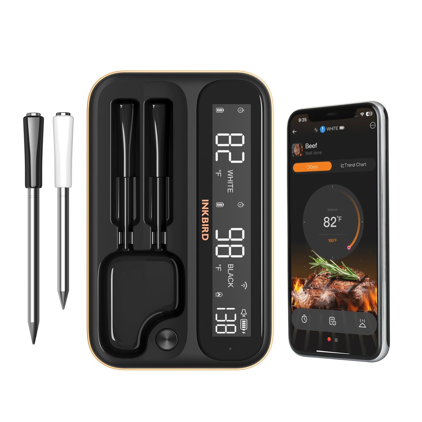 Termometru carne INT-12-BW Inkbird Bluetooth 5.4 + WiFi, IP67 waterproof
