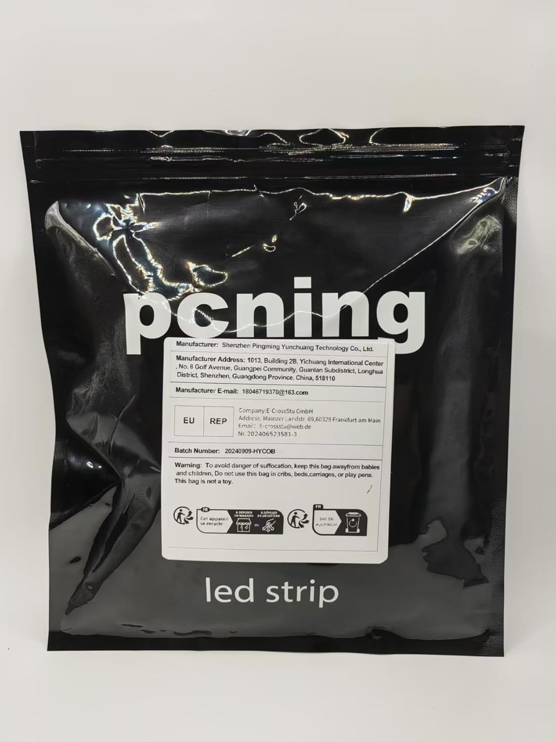 pcning COB LED Strip, 3 Metres, Self-Adhesive Cool White, Waterproof IP67, 3 m LED Strip Light, 230 V, Direct Connection with Plug (Cool White, 3)
