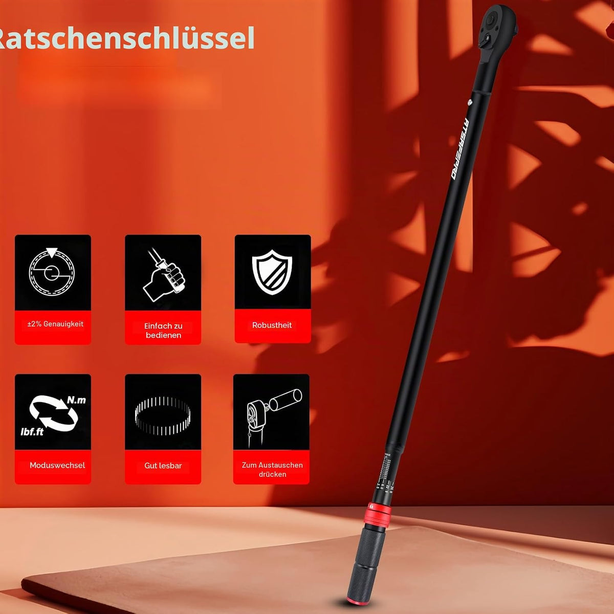 Cheie dinamometrica ATsafepro pentru roti si camioane, 3/4 inch, 100-600 Nm