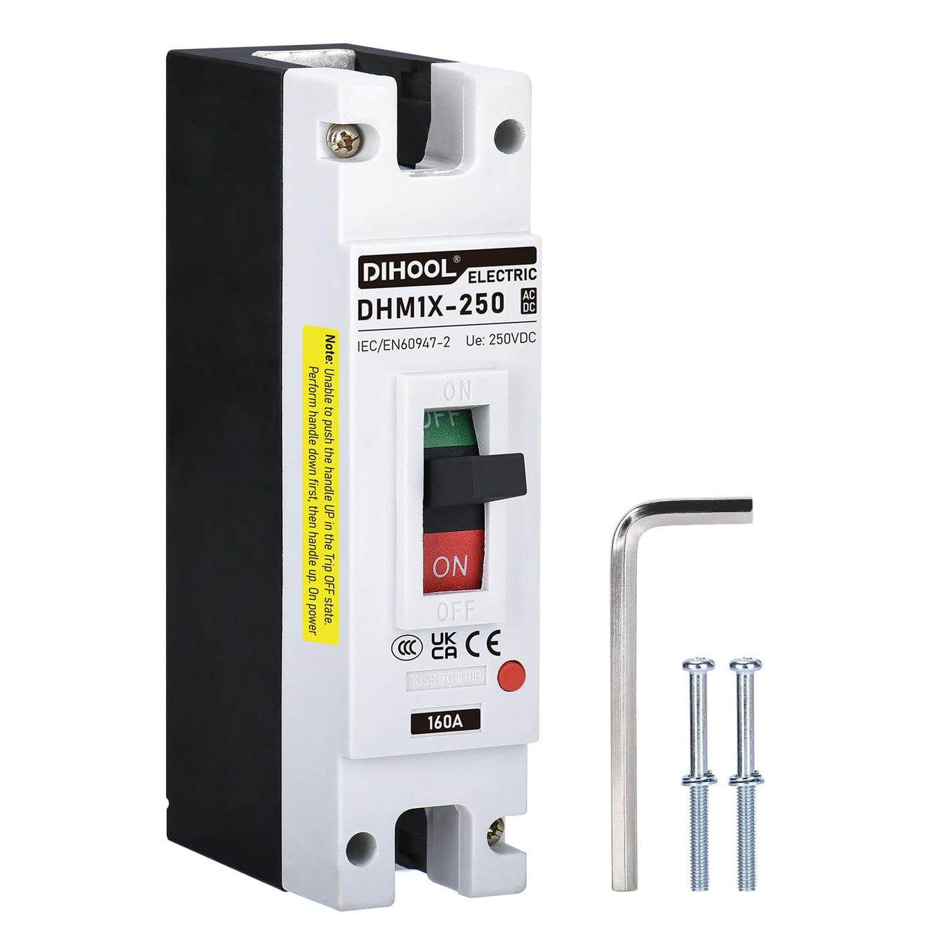 DIHOOL 160 A PV MCCB DC Isolator Switch, 1 Pole, DC250 V, Photovoltaic Compact Circuit Breaker for PV, Solar System, Solar Modules, Power System