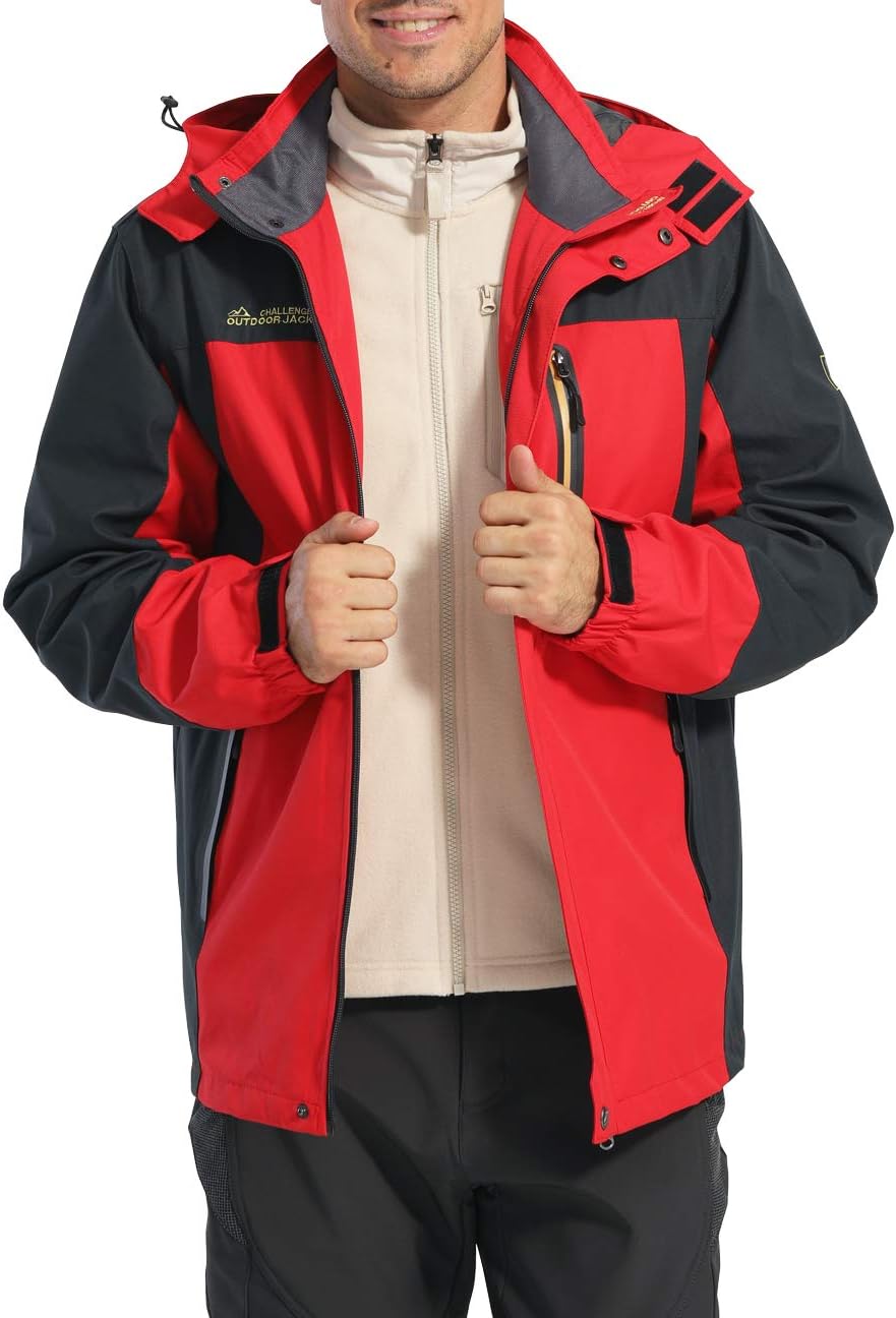 KEFITEVD Softshelljacke Herren Wasserabweisende Funktionsjacke mit Abnehmbarer Kapuze Leichte Outdoorjacke für Wandern Trekking