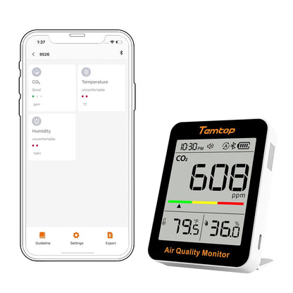 Monitor calitate aer Temtop C1+ CO2 Bluetooth app alb