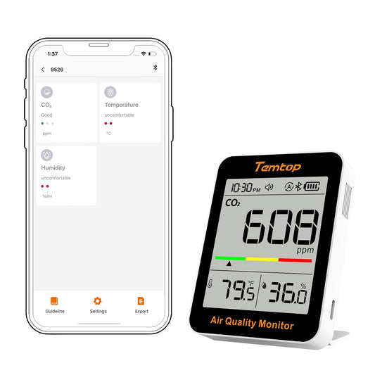 Monitor calitate aer Temtop C1+ CO2 Bluetooth app alb