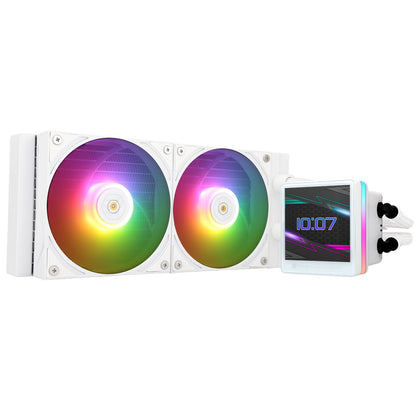 Thermalright Grand Vision 240 ARGB White AIO CPU Liquid Cooler,IPS LCD Screen with 480x480 Resolution,for AM4/AM5/LGA1851/1700,‘3.4 inch’Magnet-Absorbent LCD Screen for Images,Water-Cooled Radiator