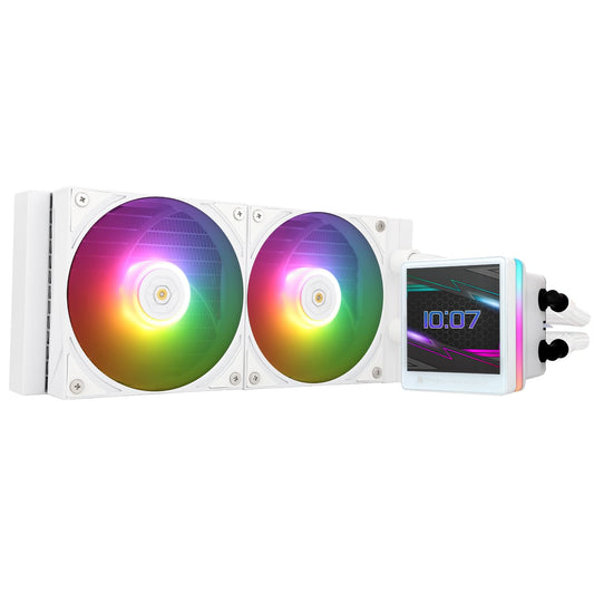 Thermalright Grand Vision 240 ARGB White AIO CPU Liquid Cooler,IPS LCD Screen with 480x480 Resolution,for AM4/AM5/LGA1851/1700,‘3.4 inch’Magnet-Absorbent LCD Screen for Images,Water-Cooled Radiator