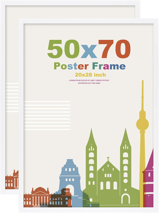Rame foto EGOFINE 50x70 cm din lemn cu plexiglas alb, set 2 pentru perete