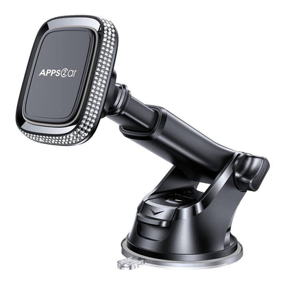 APPS2Car Magnetic Phone Mount for Car – Industrial Suction Cup Dashboard & Windshield Holder with Telescopic Arm, 6 Strong Magnets – Universal Fit for iPhone & Android (Metal Plate Required)