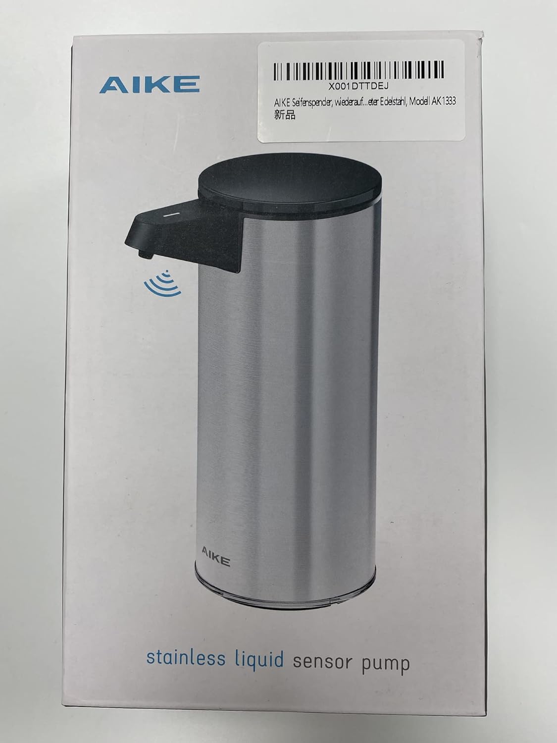 AIKE AK1333 280ml/9.5oz Automatic Soap Dispenser USB Rechargeable, Stainless Steel Soap Dispenser, Touchless Hand Soap Dispenser Liquid for Bathroom and Kitchen Matte Black
