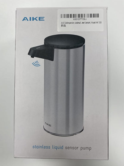 AIKE AK1333 280ml/9.5oz Automatic Soap Dispenser USB Rechargeable, Stainless Steel Soap Dispenser, Touchless Hand Soap Dispenser Liquid for Bathroom and Kitchen Matte Black