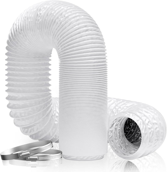Hon&Guan Diameter 100 mm Exhaust Hose, 5 m PVC Aluminium Pipe, Flex Hose, Exhaust Pipe with 2 Hose Clamps, Stainless Steel, Mobile Air Conditioning, Dryer, Exhaust Fan, Extractor Hood, Ventilation